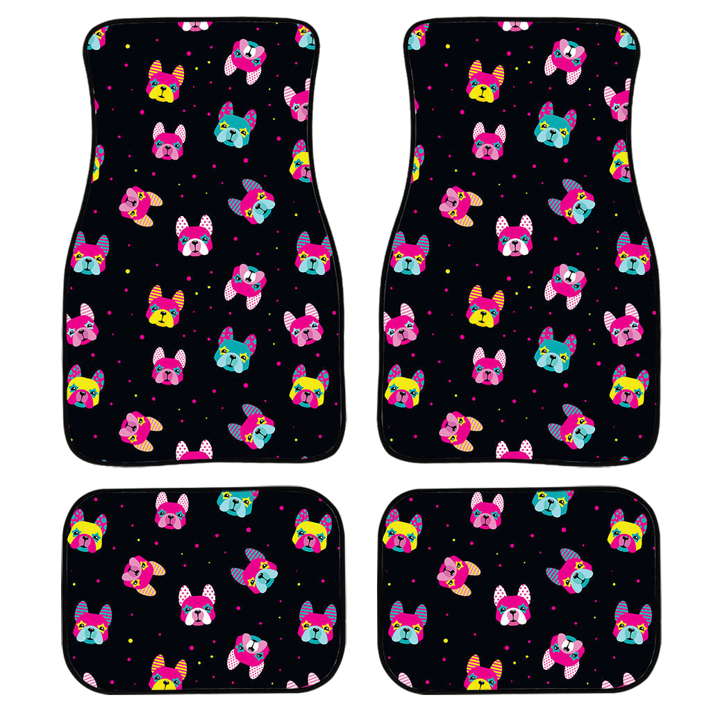 Coloful French Bulldog Print Front And Back Car Floor Mats, Front Car Mat