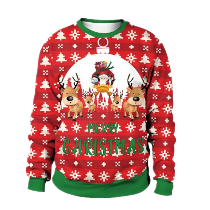 2022 Ugly Christmas Sweater Santa Claus Printed Loose Snowflake Sweater Unisex Pullover Autumn Winter blouses Christmas Clothes alx