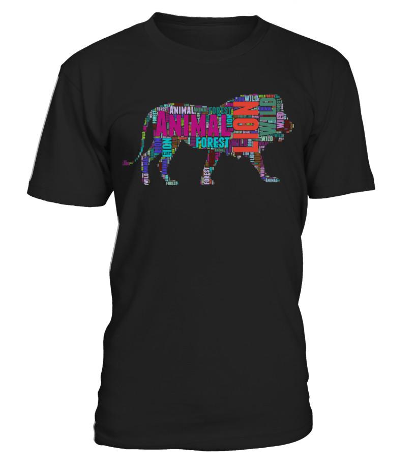 T-Shirt Lion Animal Colorful Typography T Shirts C-3Qi8F2