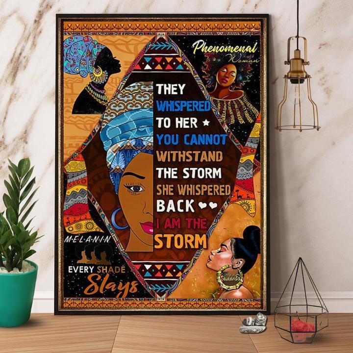 Black Phenomenal Woman I Am The Storm Vertical Paper Gift For Family Home Decor Matte Canvas Canvas Prints