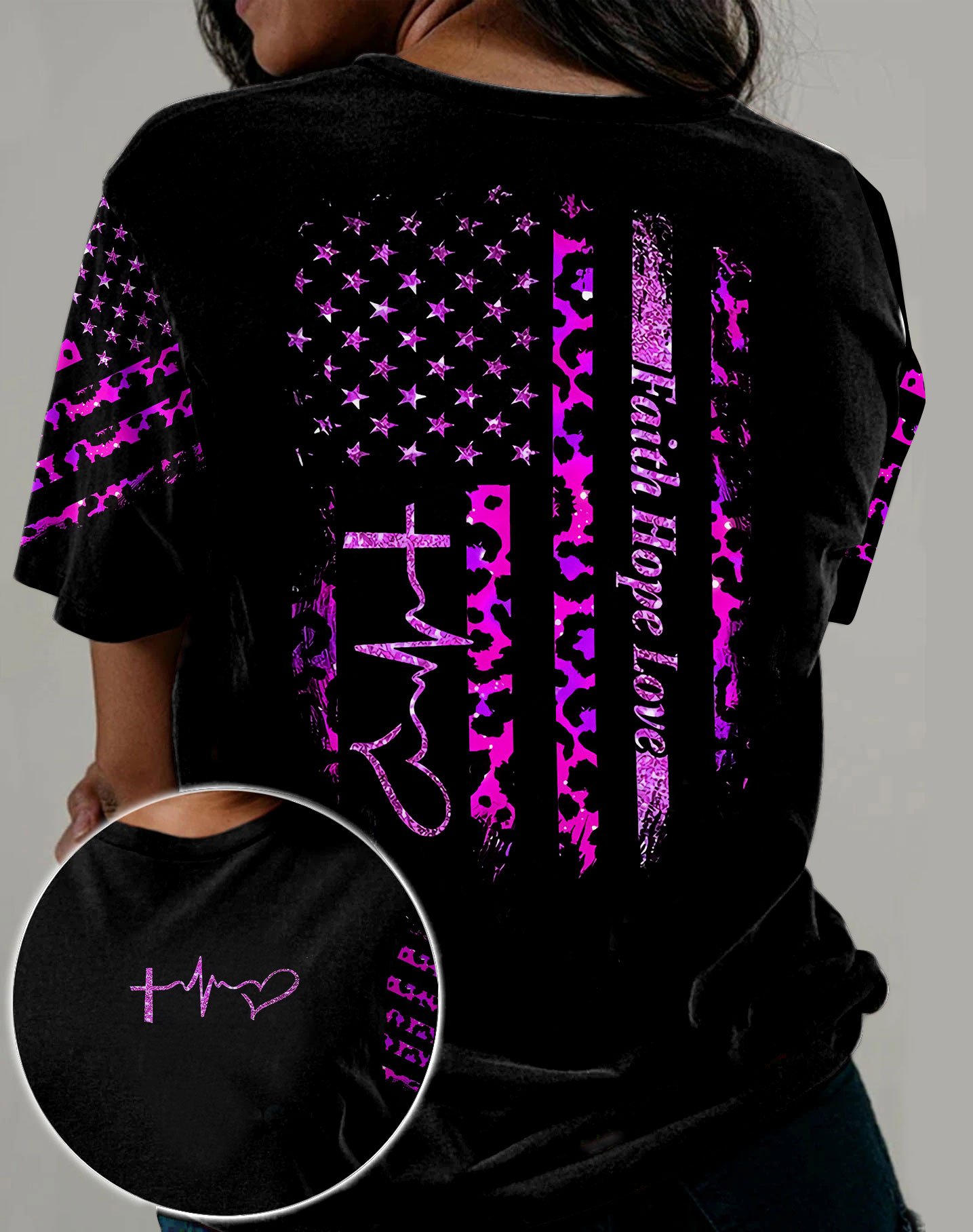 October Pink For Girl Woman Breast Faith Hope Love Leopard 3D All Over Unisex Tshirt