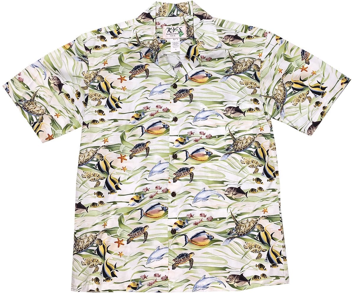 Hawaii Sea Life Greenhawaiian Shirt Made In Summer Beach Shirts Ha15404