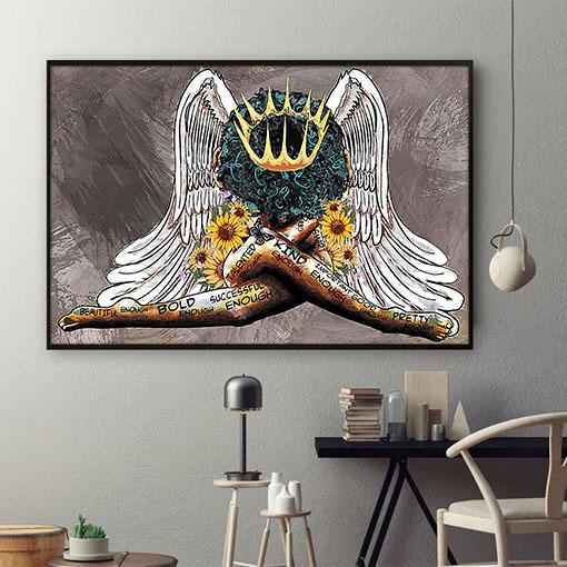 African American Canvas Artwork Amazing Black Lives Matter Canvas Afro Girl African King Living Room Wall Artistic Canvas For The Wall