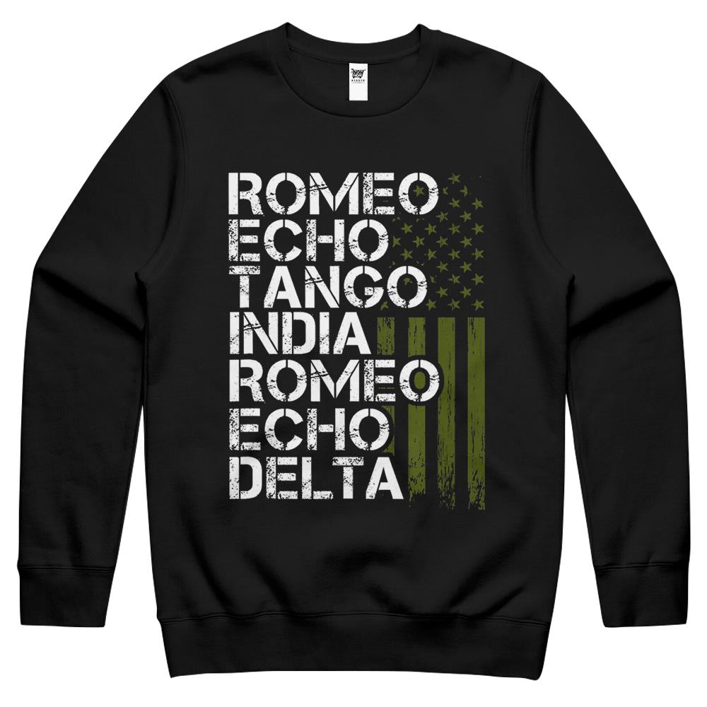 Retired Military Men Women Phonetic Alphabet Retirement Gift Crewneck Sweatshirt