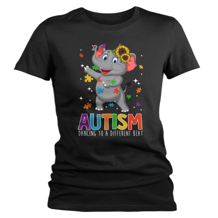 Women’s Autism Elephant T Shirt Dancing To Different Beat Autism Shirt Cute Autism T Shirt Autism Awareness Shirt