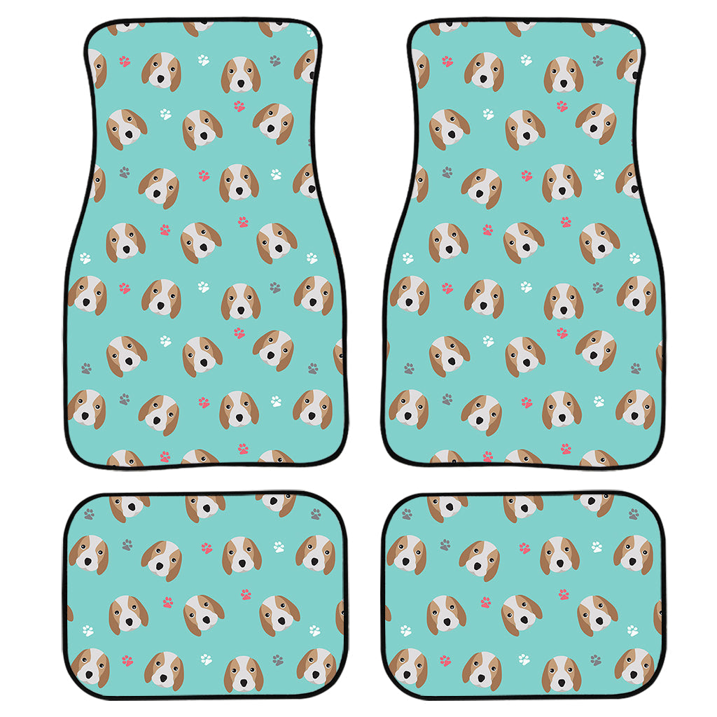 Adorable Beagle Puppy Pattern Print Front And Back Car Floor Mats, Front Car Mat