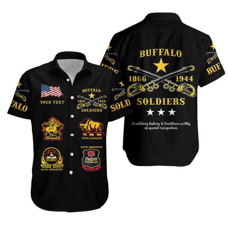 (Custom Personalised) Buffalo Soldiers Hawaiian Shirt African American Military Original Style – Black Lt8