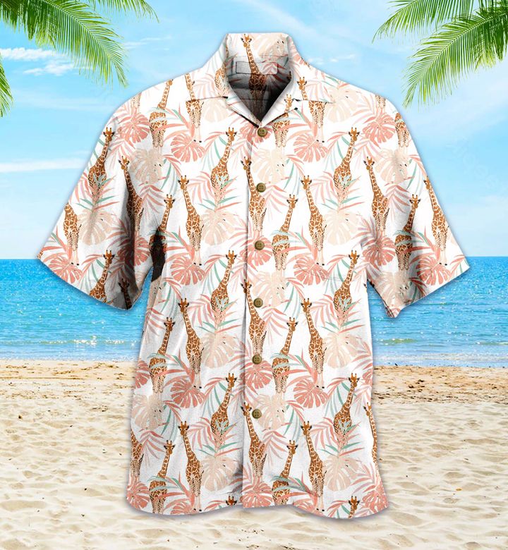 Giraffe Animl Tropical Palm Leaves Nw Hawaii Shirt Ha46730