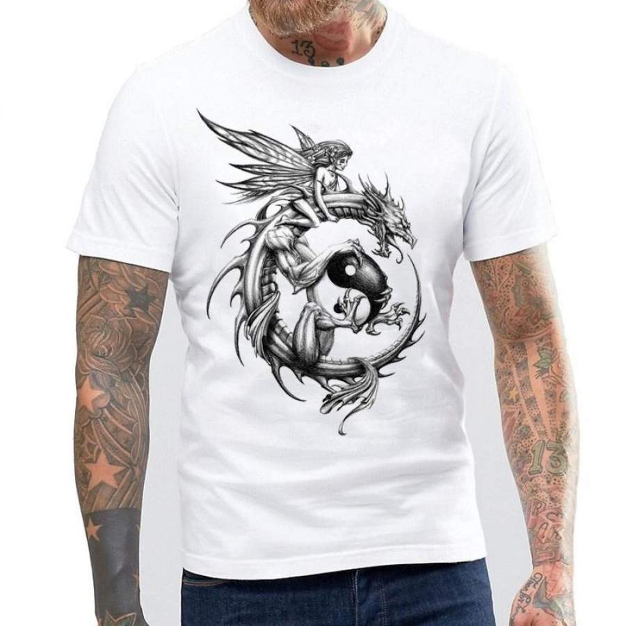 Dragon Tai Chi Men’S Casual T-Shirt Fashion Short Sleeves