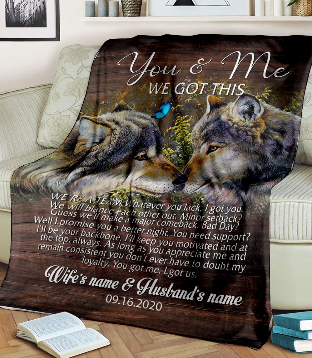 Wolf You And Me We Got This Butterfly We Are A Team Personalized Fleece Blanket