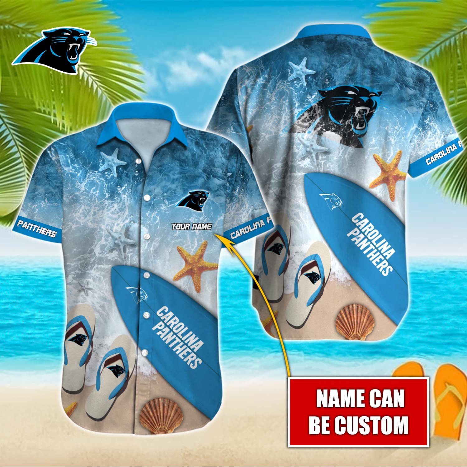 Carolina Panthers Custom Name Hawaiian Shirt T-39910