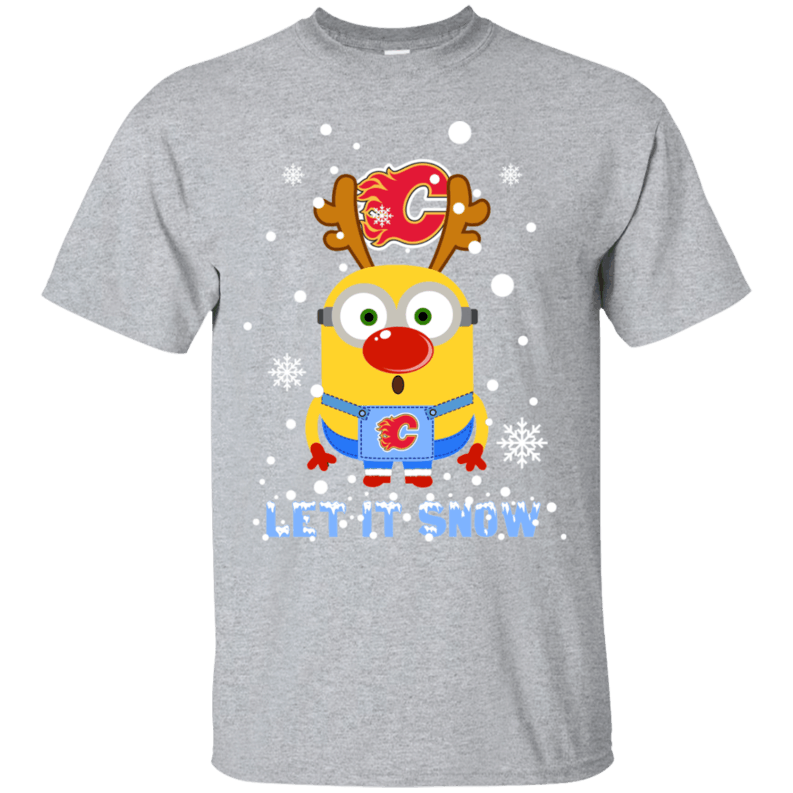 Buy Minion Calgary Flames Ugly Christmas Sweaters Let It Snow Ultra Cotton T-Shirt