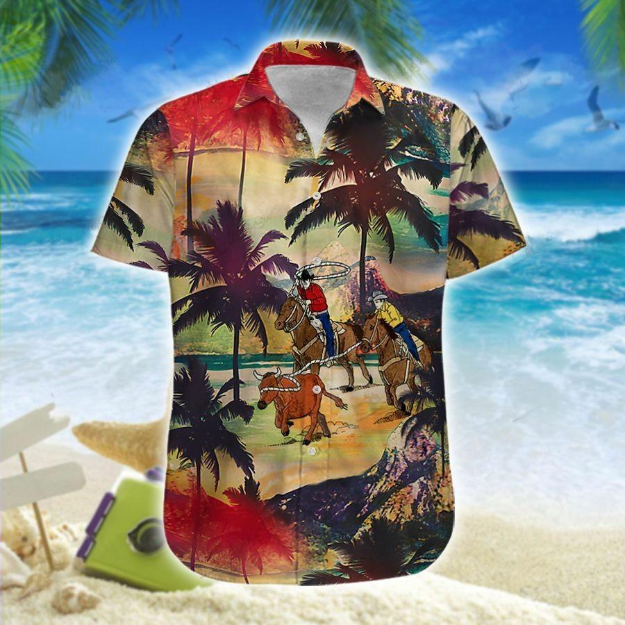 Hawaiian Aloha Shirts Team Roping Art – Fashion Store