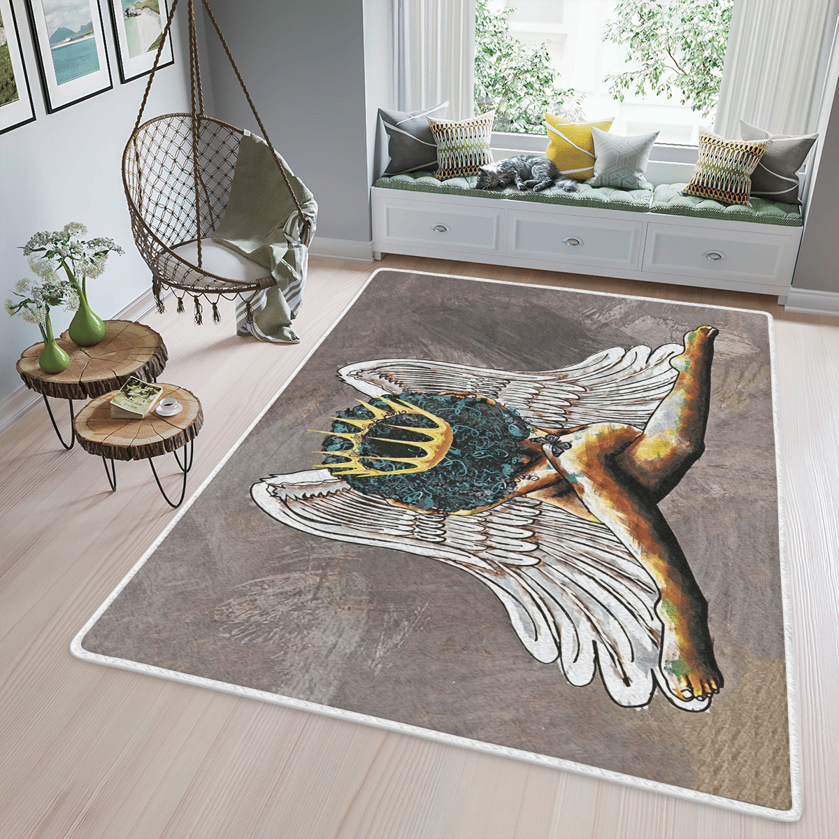 Wooni African American Black Queen Girl Area Rug, Rectangle Rug Wn11032202