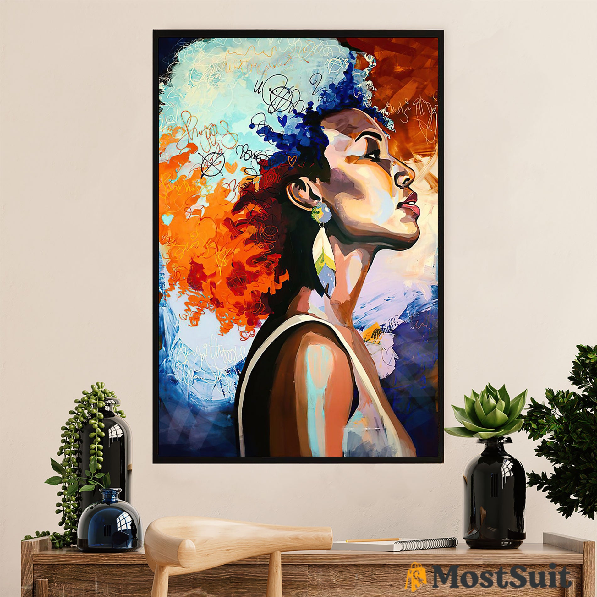 African American Afro Poster | Gift For Black Girl | Juneteenth Day Room Wall Art – Colorful Girl