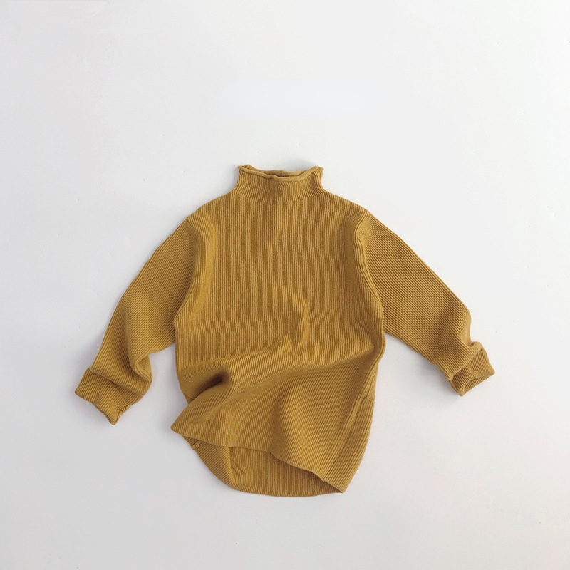 3474C Hot Sale Children’s Bottoming Sweaters 2022 Autumn Personalized Hemmed Turtleneck Girl’s Sweaters Knitted Boy’s Pullover alx