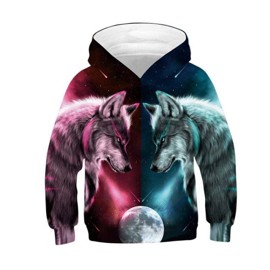 Youth Cute Couple Wolf Animal Galaxy S Unisex 3D All-Over Print Hoodie