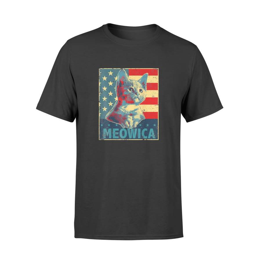 Meowica Cat 4th of July Patriotic American Flag Shirt – Standard T-shirt