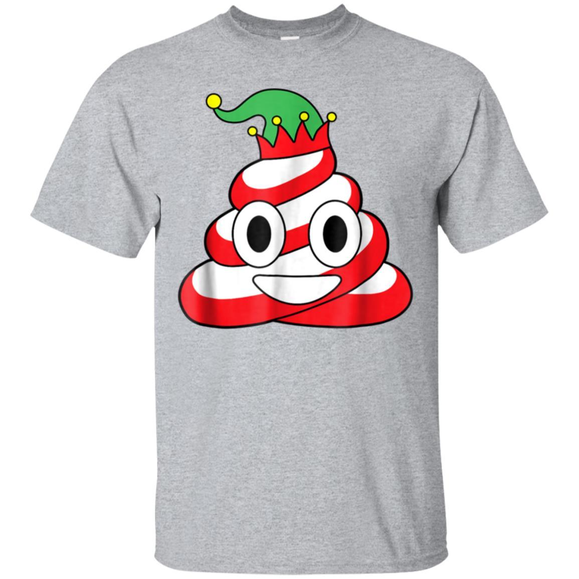 Candy Cane Poop Emoji Elf Hat Funny Christmas T-Shirt