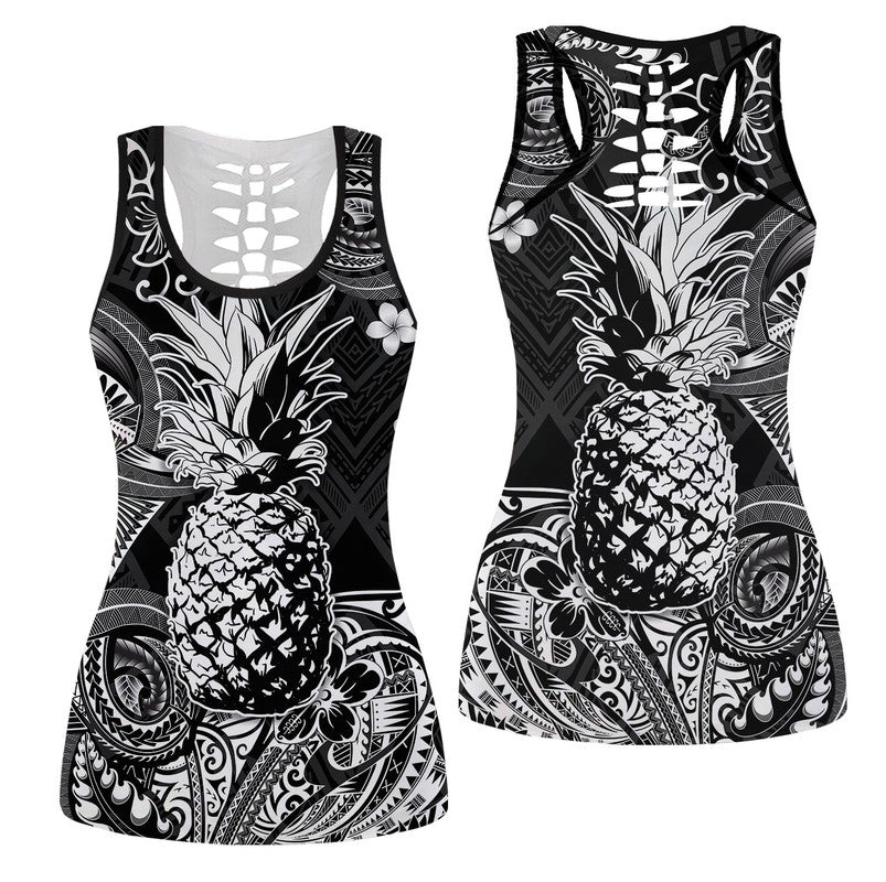 Hawaiian Pineapple Polynesian Hollow Tank Top Unique Style Black Ha109398