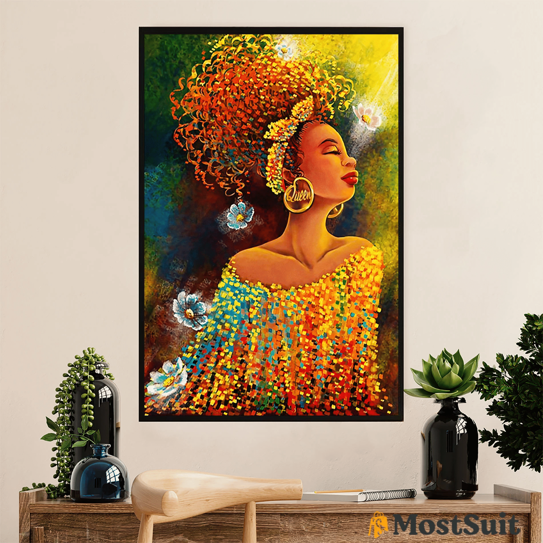 Black Queen Poster Canvas African American Afro – Gift For Black Girl Juneteenth Day Evg82001