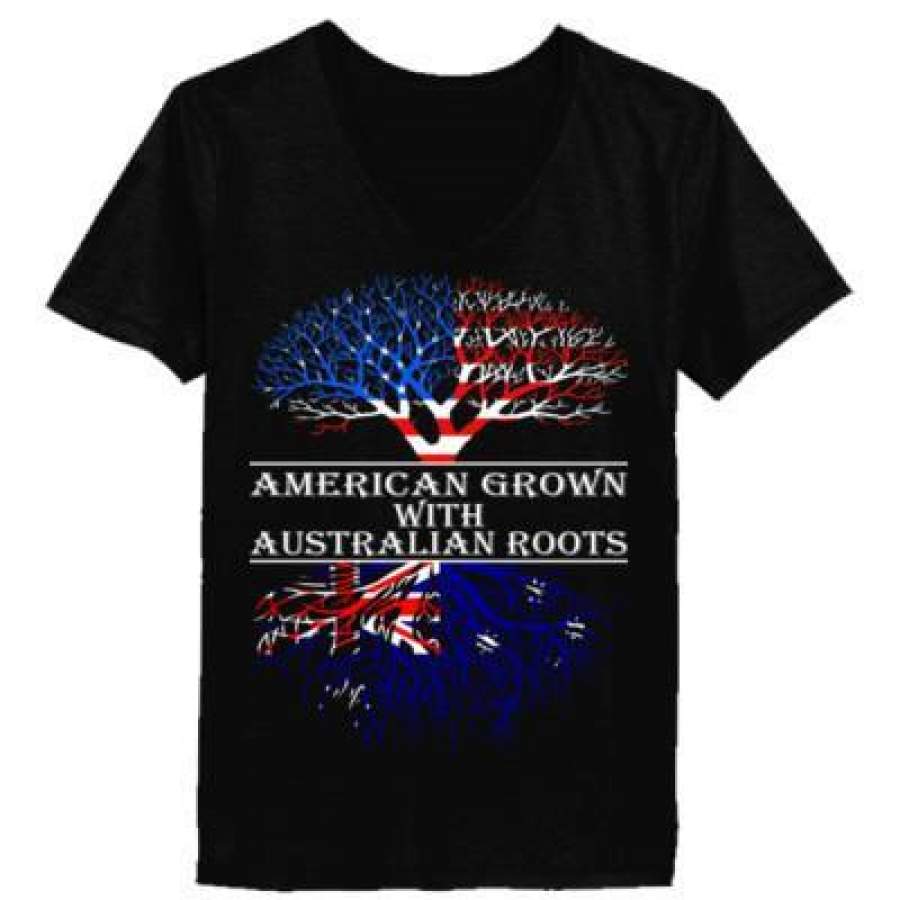 AGR American Grown With Australian Roots – Ladies’ V-Neck T-Shirt