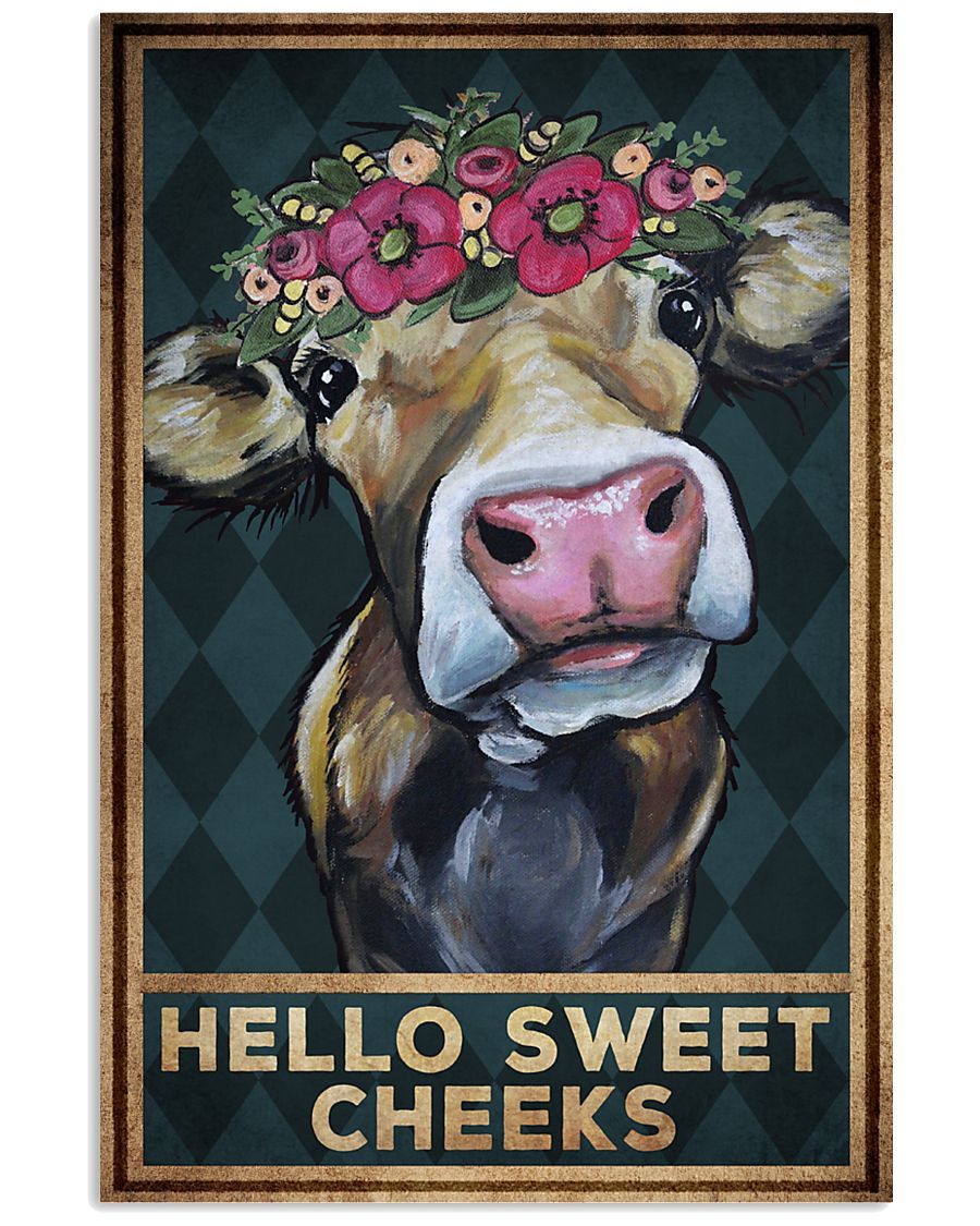 Cow – Hello Sweet Cheeks Poster And Canvas, Wall Decor, Wall Art, Canvas Instructure, Wall Art, Poster Store, Wall Decals, Canvas Wall Art