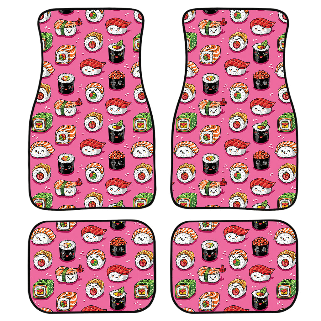 Cute Sushi And Rolls Pattern Print Front And Back Car Floor Mats, Front Car Mat