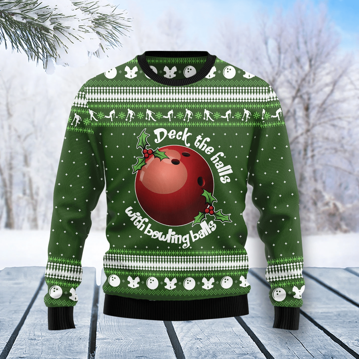 Bowling Ball Christmas Ugly Sweater