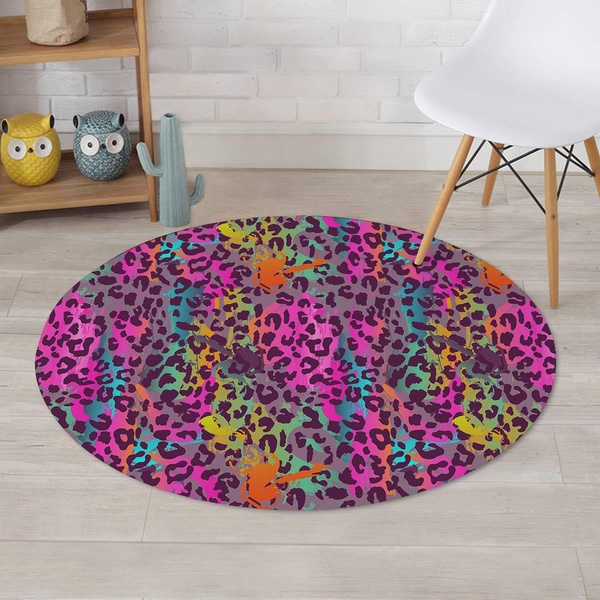 Colorful Leopard Round Rug