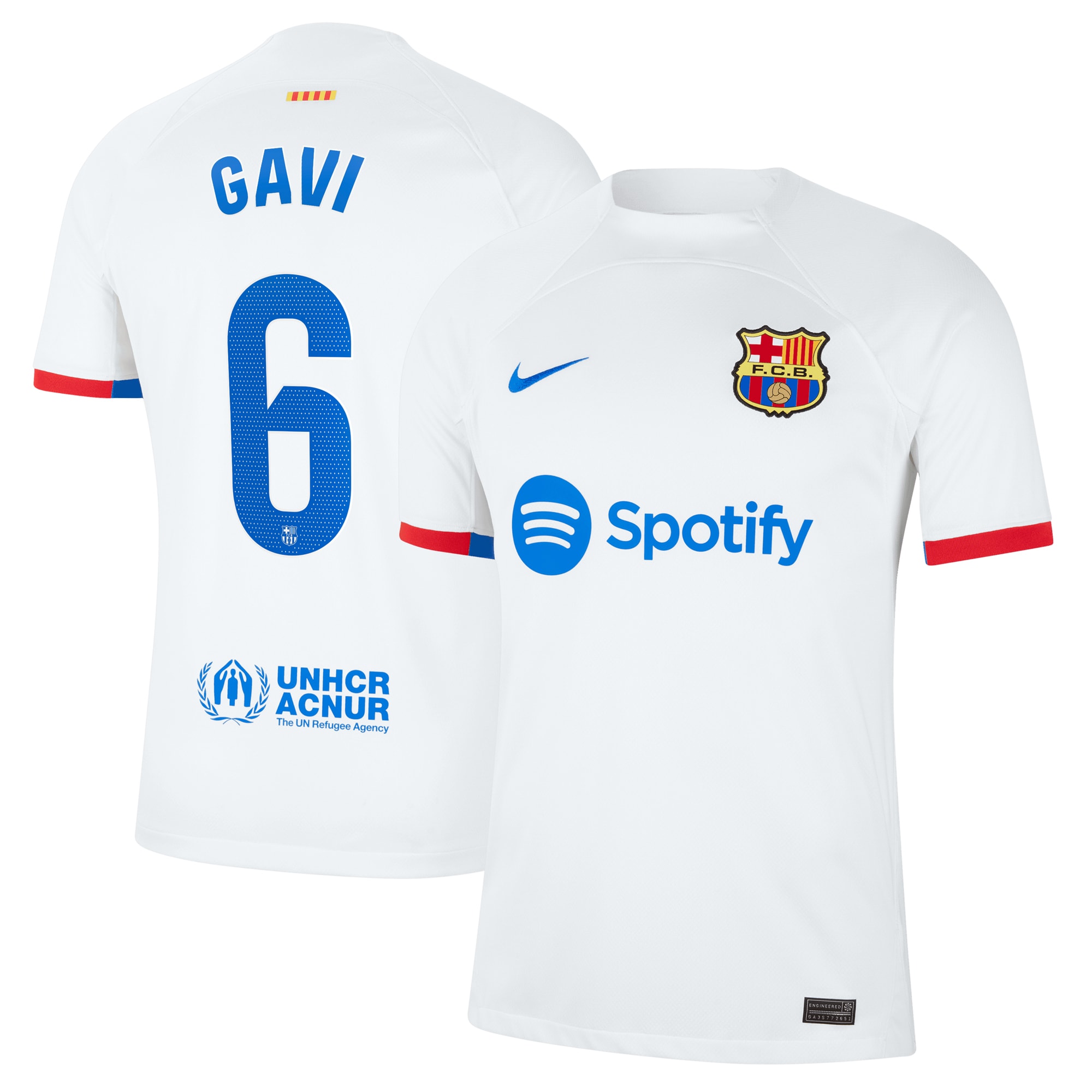 Gavi Barcelona 2023/24 Away Stadium Replica Player Jersey – White