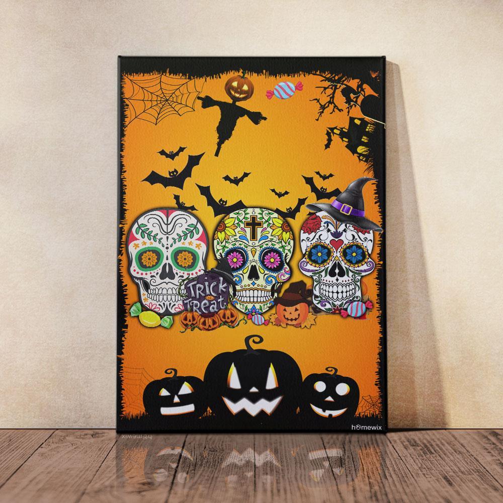 Three Skulls Halloween Canvas And Poster Wall Art | Wall Decor