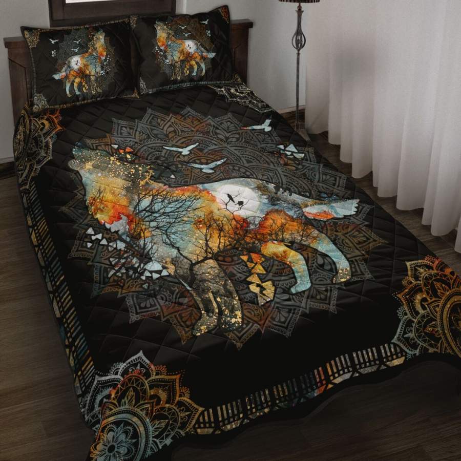 Vintage Mandala Wolf Quilt Bedding Set MP27052001