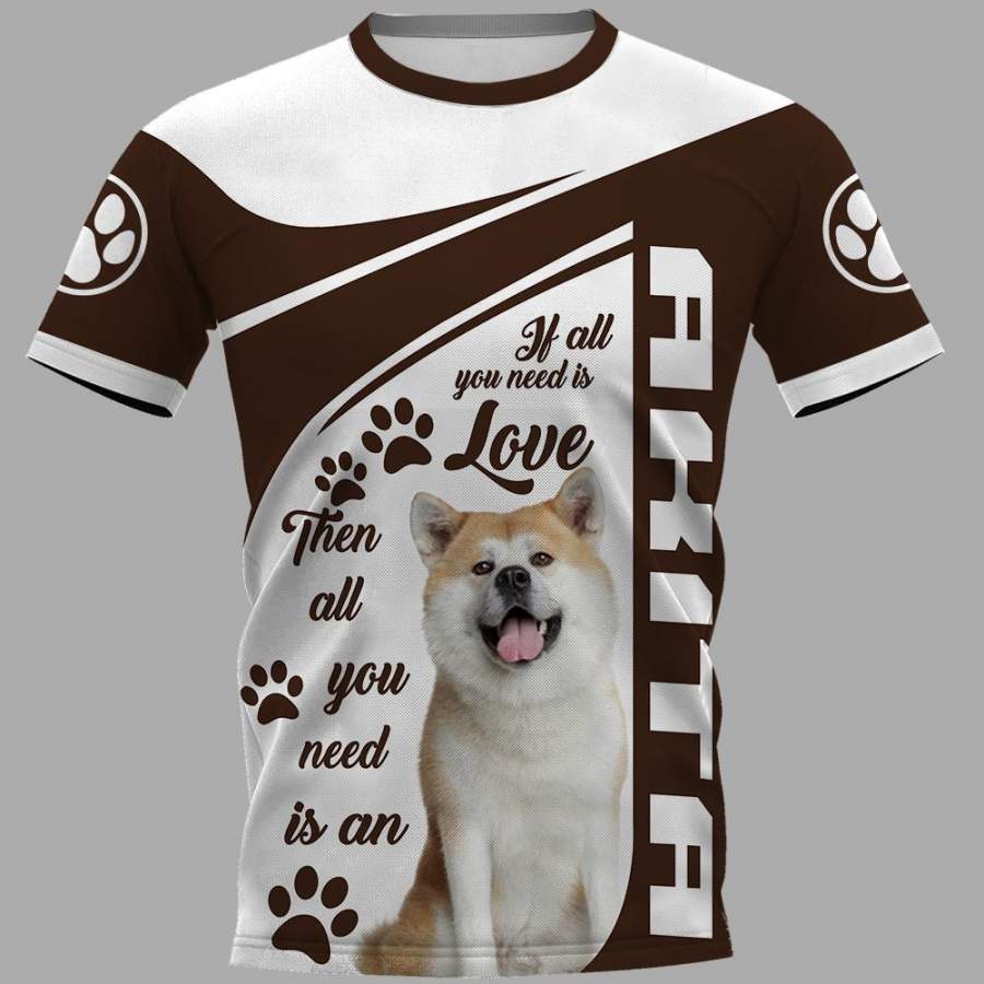 akita Limited 3D Full Printing Shirt