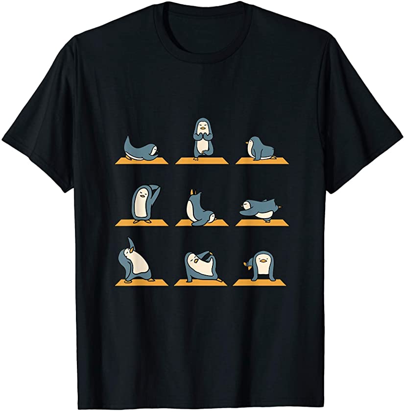 Penguin Meditation Yoga Art Funny Pose Basic Yoga Lover Gift T-Shirt