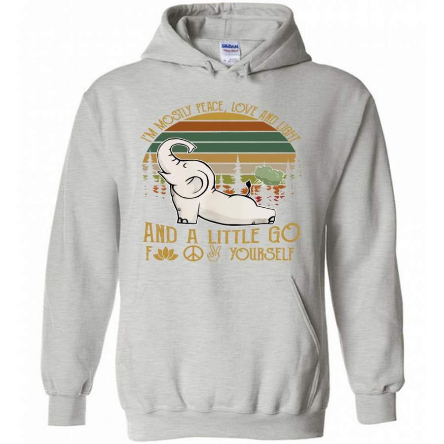 I’m Mostly Peace Love And Light And A Little Go Fuck Your Selft Yoga Elephant Funny, Classic Vintage – Gildan Heavy Blend Hoodie