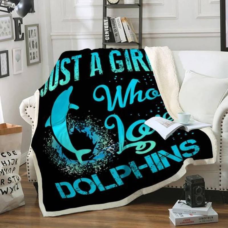 Dolphins Just A Girl CLH2412158F Sherpa Fleece Blanket