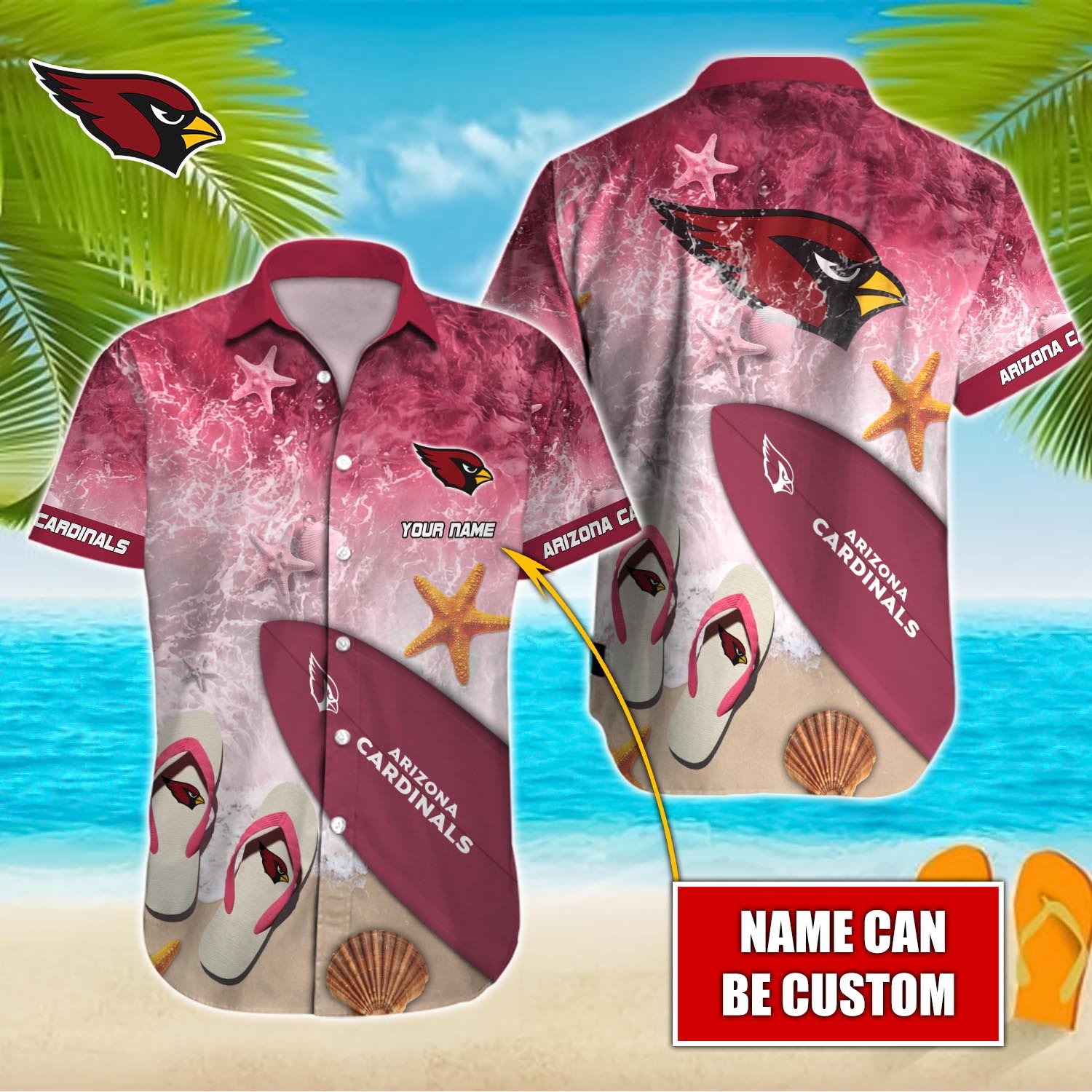 Arizona Cardinals Custom Name Hawaiian Shirt T-39910