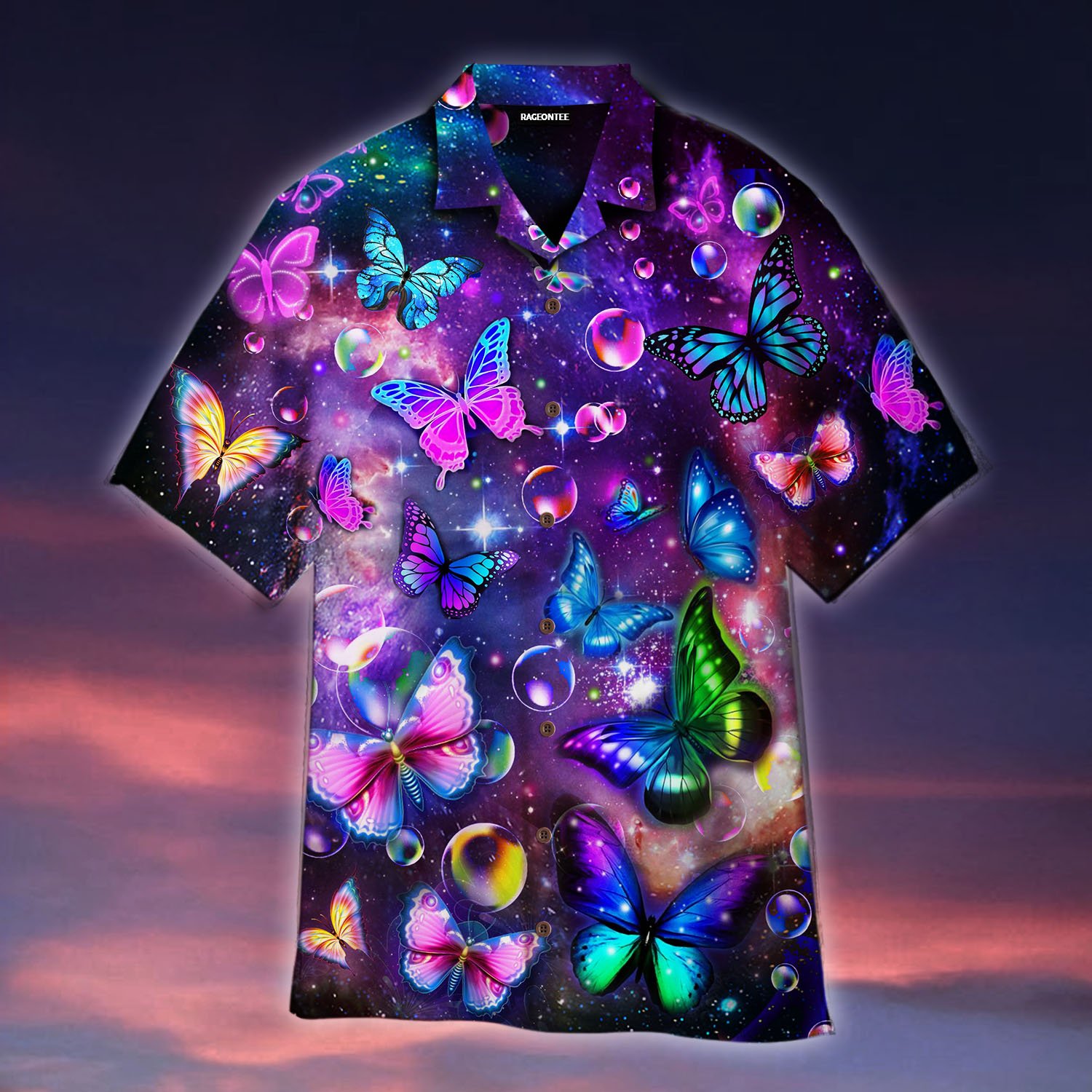 Fantasy Galaxy Neon Butterflies Hawaii Shirt For Men Women Adult Ha105264