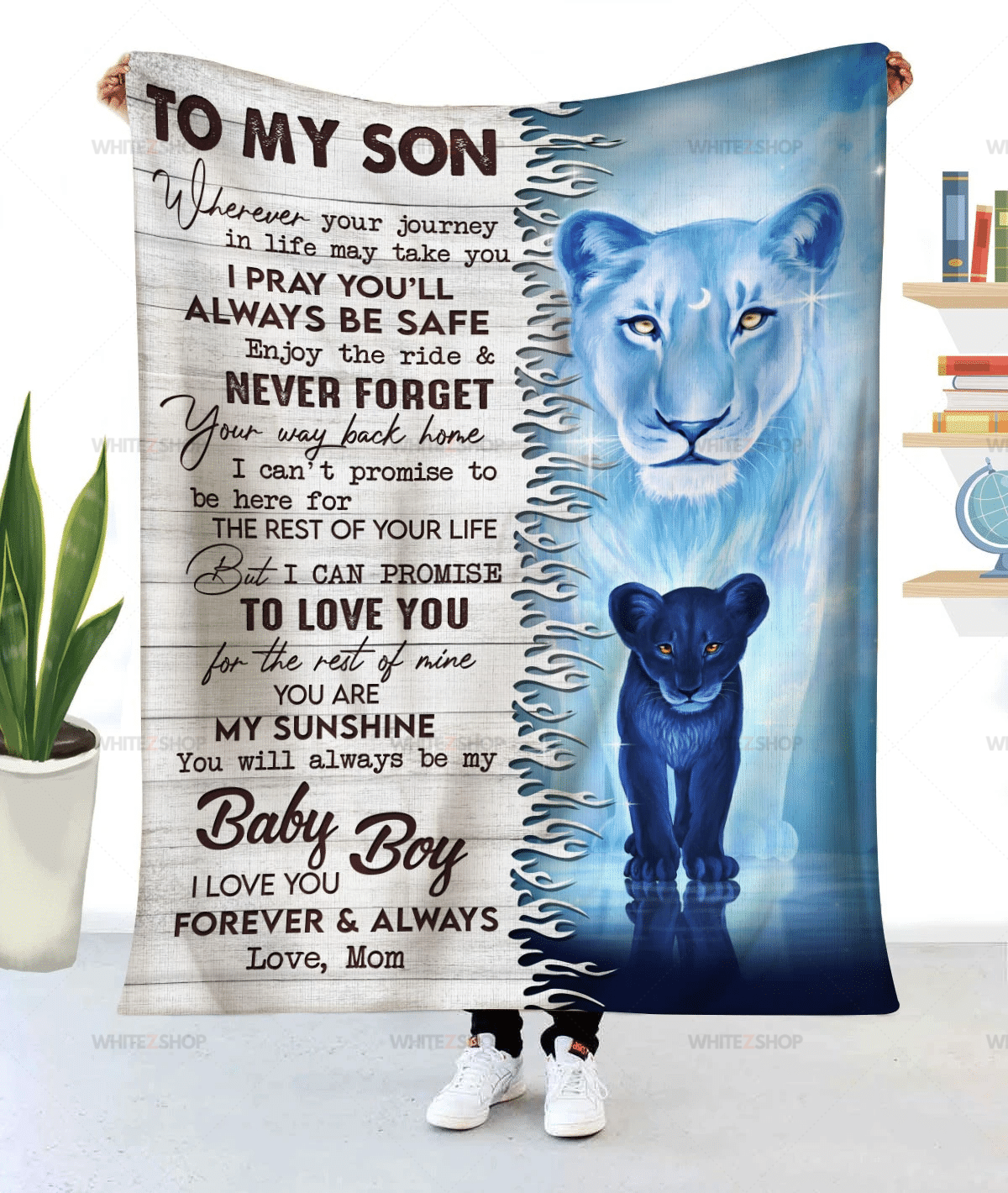 Lion Mom To My Son Wherever Your Journey In Life Mat Take You I Pray You’Ll Always Be Safe Sherpa Blanket