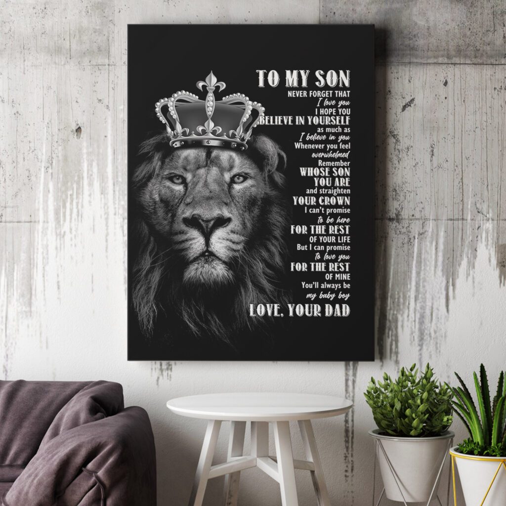 To My Son Lion Premium Wall Art Canvas And Poster, Wall Decor, Canvas Instructure – Gift For Son From Dad