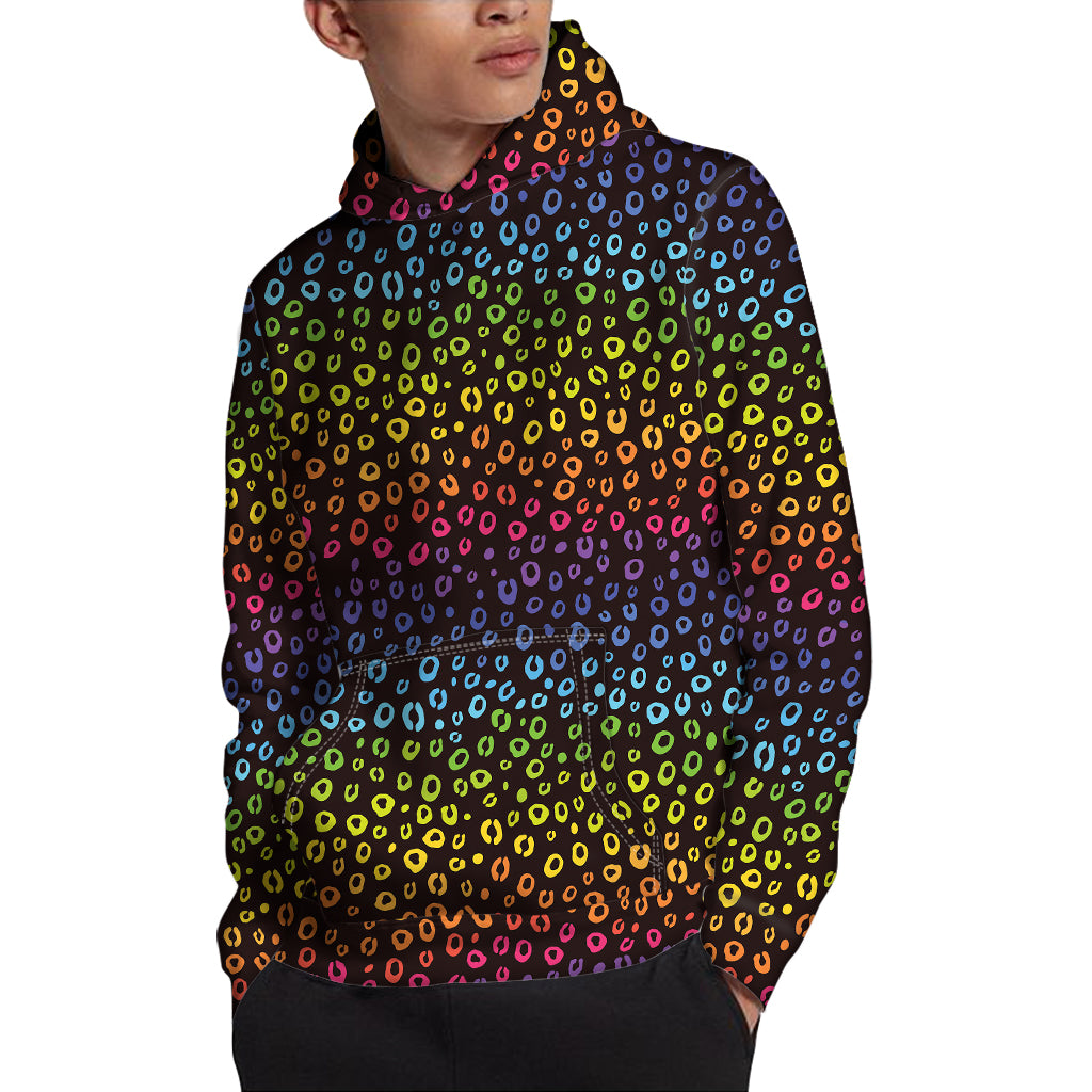 Rainbow Leopard Pattern Print Pullover Hoodie