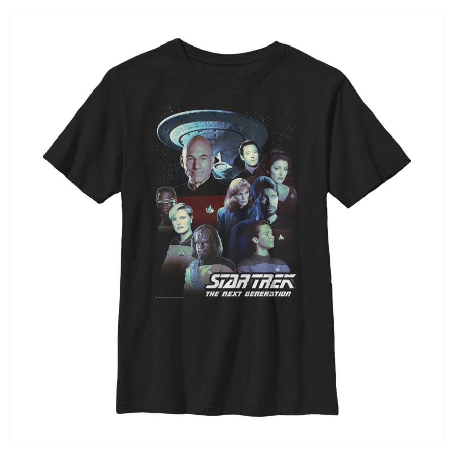 Star Trek Boy’s Next Generation Classic Crew Poster  T Shirt