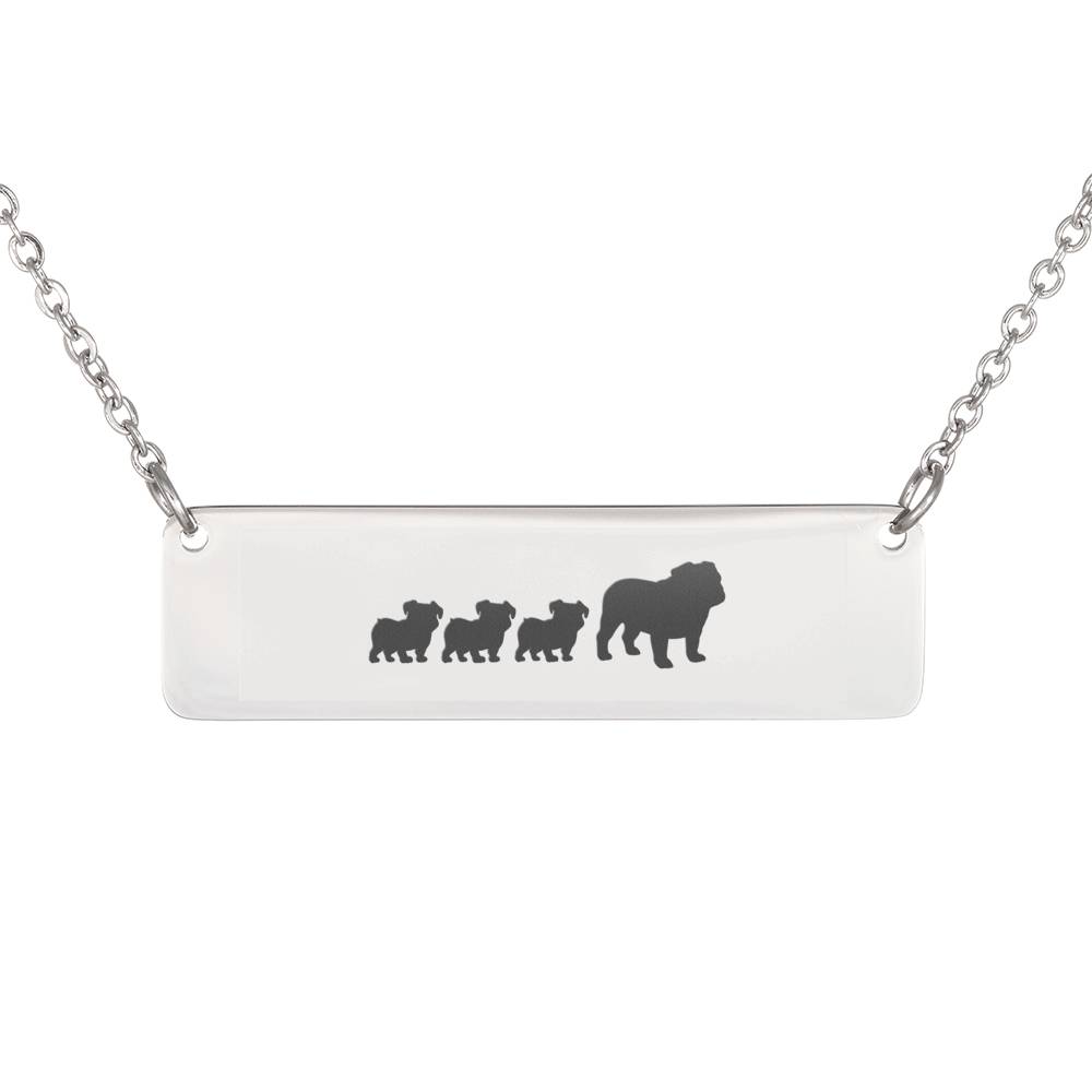 Personalized Mama Bulldog + 3 Baby Bulldog-Necklace