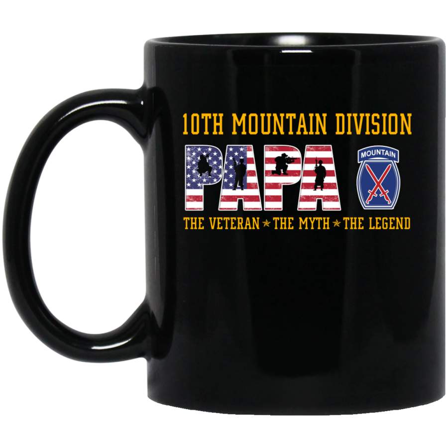 10th Mountain Division Papa The Veteran The Myth The Legend T-Shirt Veterans Day Christmas Gift Mug