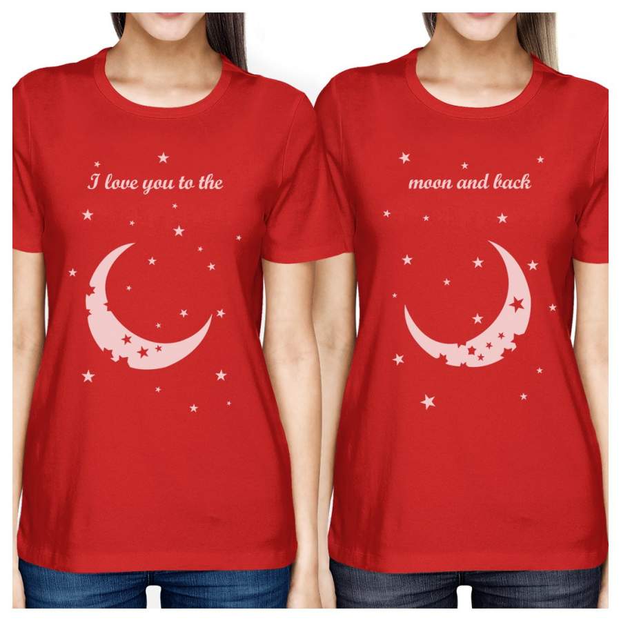 Moon And Back BFF Matching Shirts Womens Red Cute Gift For Girls