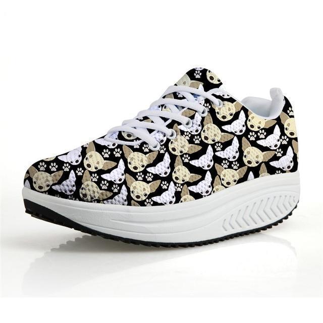 Chihuahua Dog Print Flat Platform Creepers Shoes