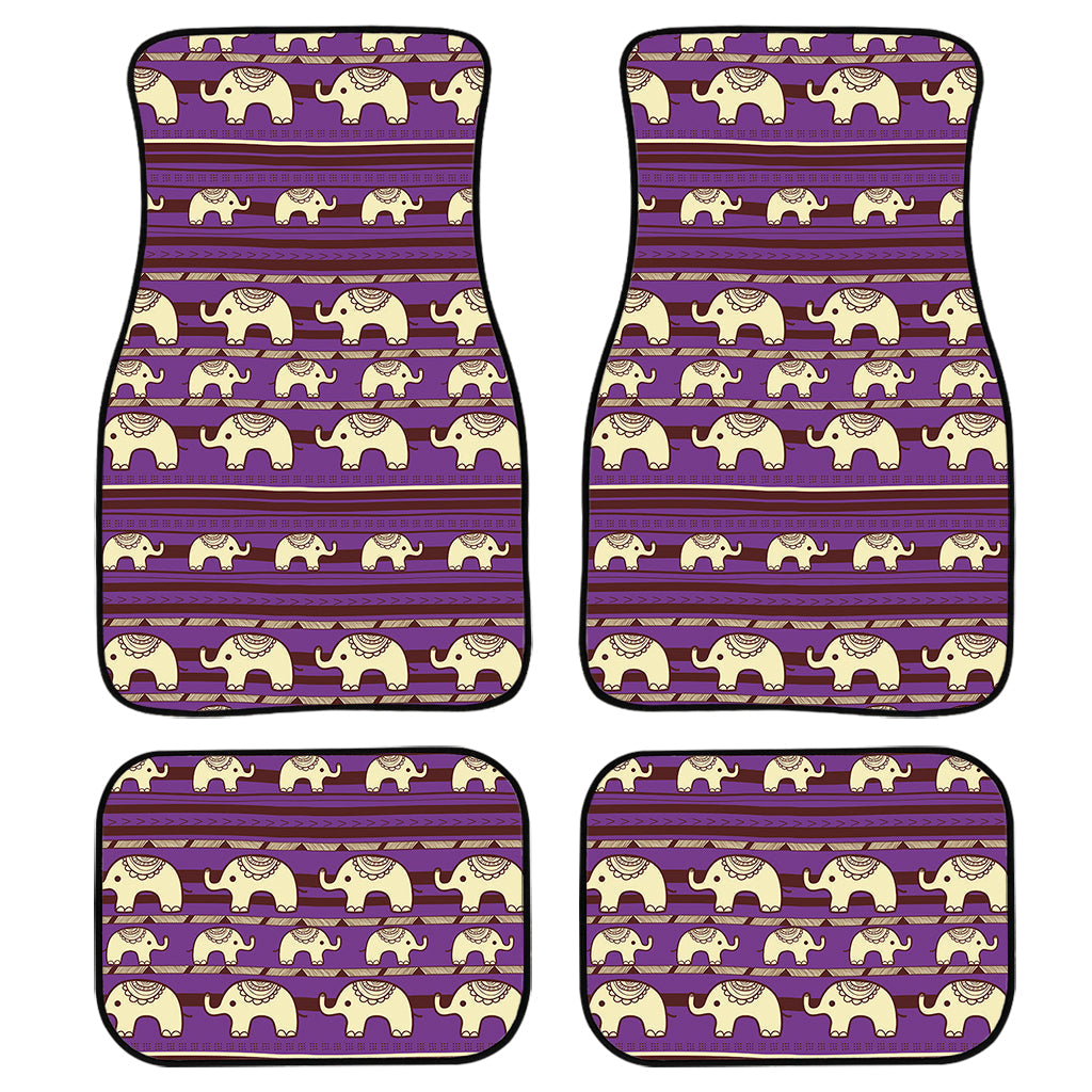 Cute Indian Tribal Elephant Print Front And Back Car Floor Mats, Front Car Mat