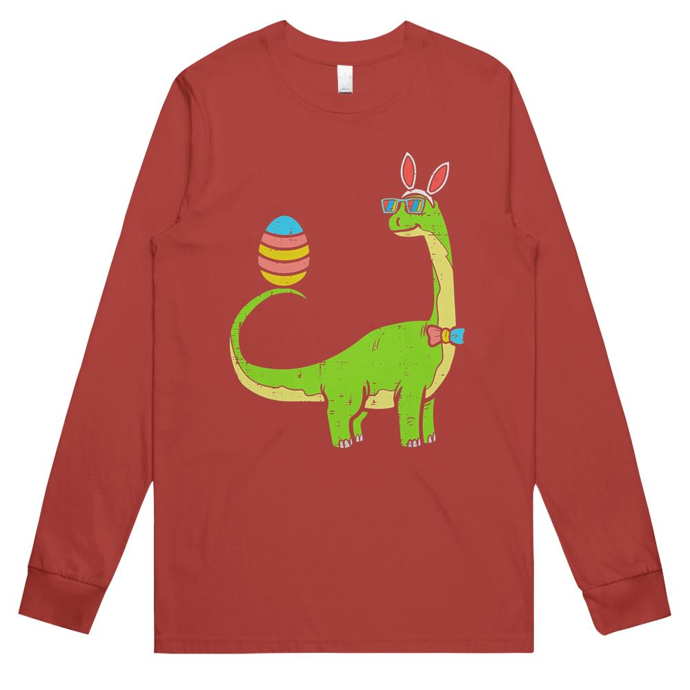 Brontosaurus Bunny Ears Egg Easter Day Dinosaur Dino Boys Long Sleeve T Shirts