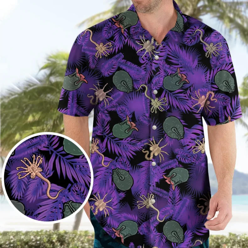 Alien Facehugger Ovomorph Hawaiian Shirt